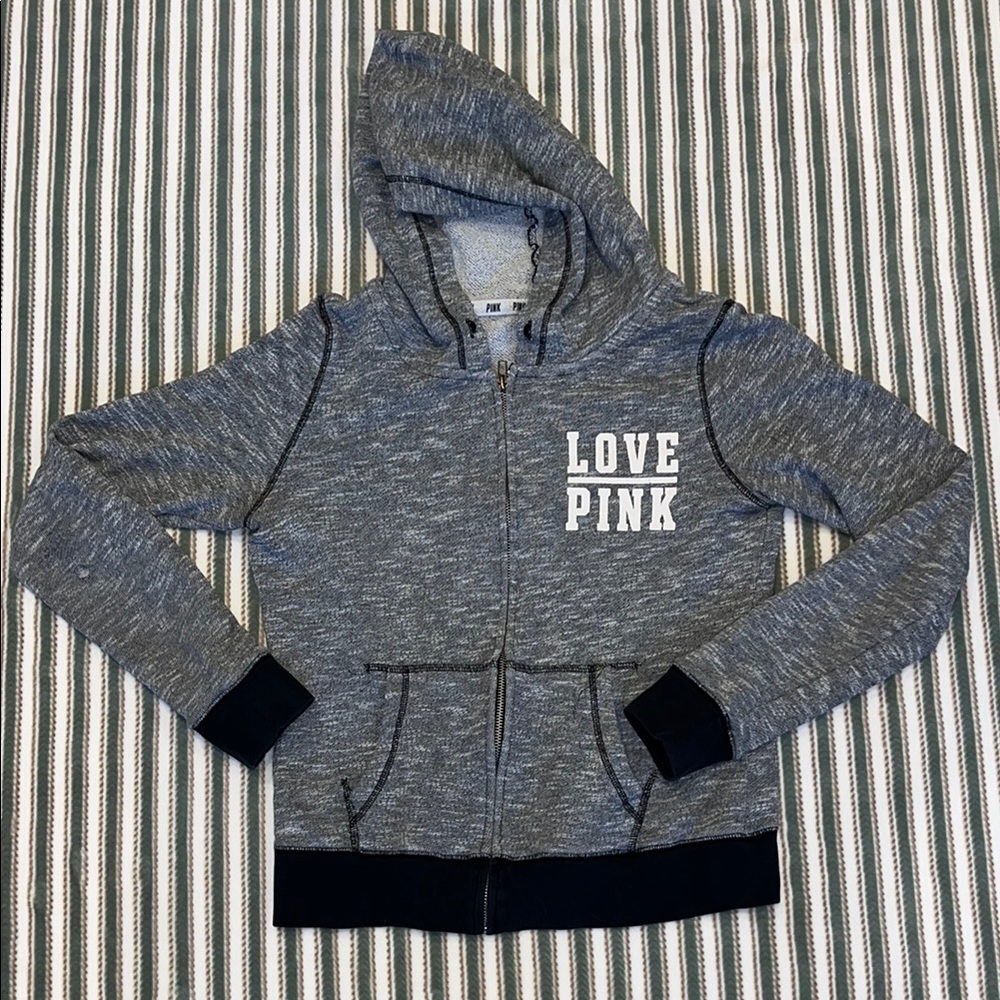 💖PINK💖 Victoria's Secret ladies grey zippered hoodie size M